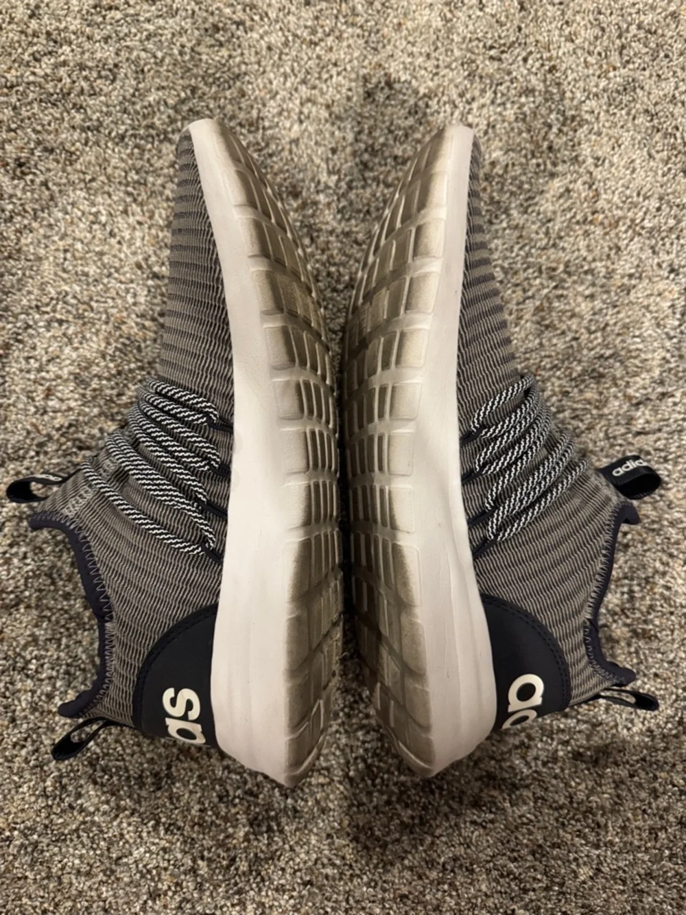 adidas Charcoal and White Knit Slip-On Sneakers